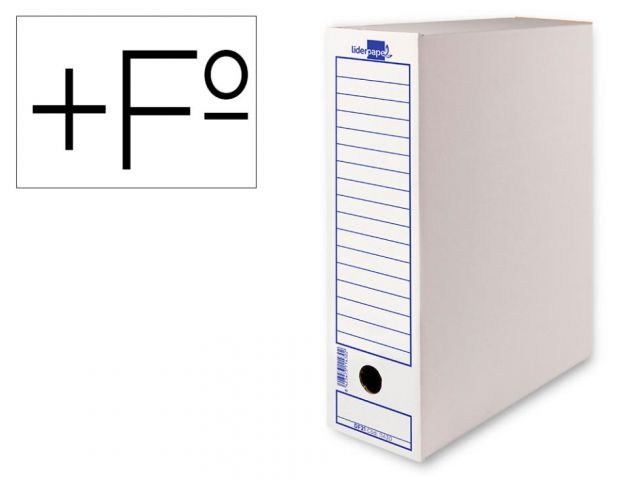 CAJA ARCHIVO DEFINITIVO LIDERPAPEL FOLIO PROLONGADO CARTON RECICLADO 400G/M2 LOMO 116 MM BLANCO 388X116X275 MM