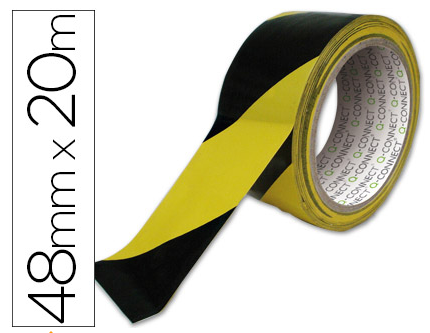 CINTA ADHESIVA Q-CONNECT DE SEGURIDAD AMARILLA Y NEGRA 20 MT X 48 MM