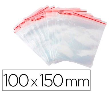 BOLSA PLASTICO AUTOCIERRE Q-CONNECT 100X150 MM PAQUETE DE 100 UNIDADES