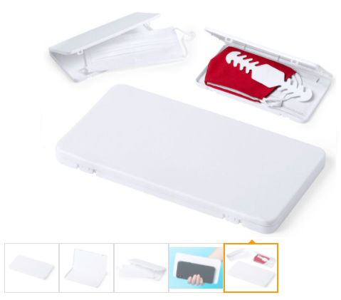 2586 / 159772 PORTAMASCARILLA PREMIUM POLIPROPILENO RIGIDO BLANCO 19X10,5X1,2CM #COVID