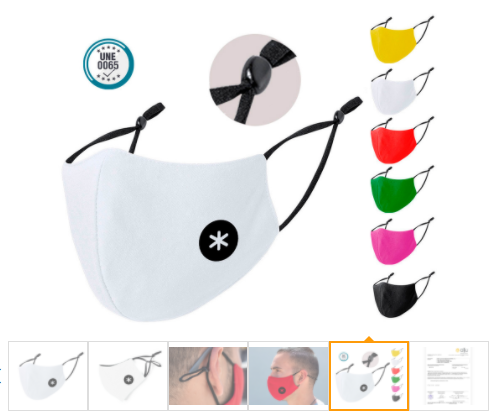 6646 / 159764 MASCARILLA FACIAL HIGIENICA ANTARTIK POLIESTER REUTILIZABLE 2 CAPAS 25 LAVADOS COLOR BLANCO 24X13,5 en Pack 10 uds  #COVID